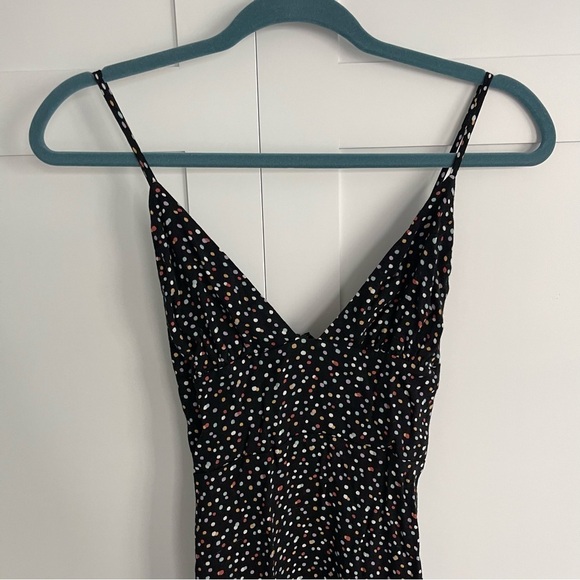 Reformation Dove Midi Dress Plunge Neck Confetti Polka Dot Black Size 2, XS/S - Picture 6 of 13